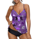 Women's swimsuit Tankini split elegant print