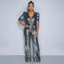 Jumpsuit slim fit sequin V neck half sleeves Party