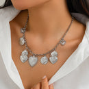 Women's necklace elegant alloy pendant peach heart creative flame