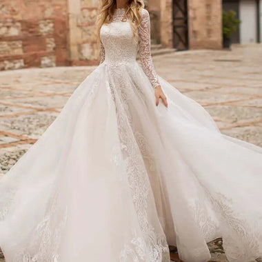 Wedding Dress Lace Vintage A-line bridal gown long sleeves