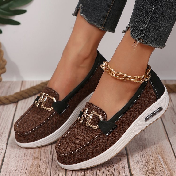 Women's shoes moccasin with wedge heels with soft soles elegant