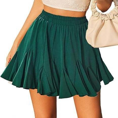 Woman's Min skirt fluid bohemian ruffled elegant pleated