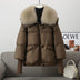 Women's down jacket padded cotton puffers fox fur collar short thick