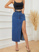 Women's Hollow Stitching Denim Long Skirts, Elegant, Casual