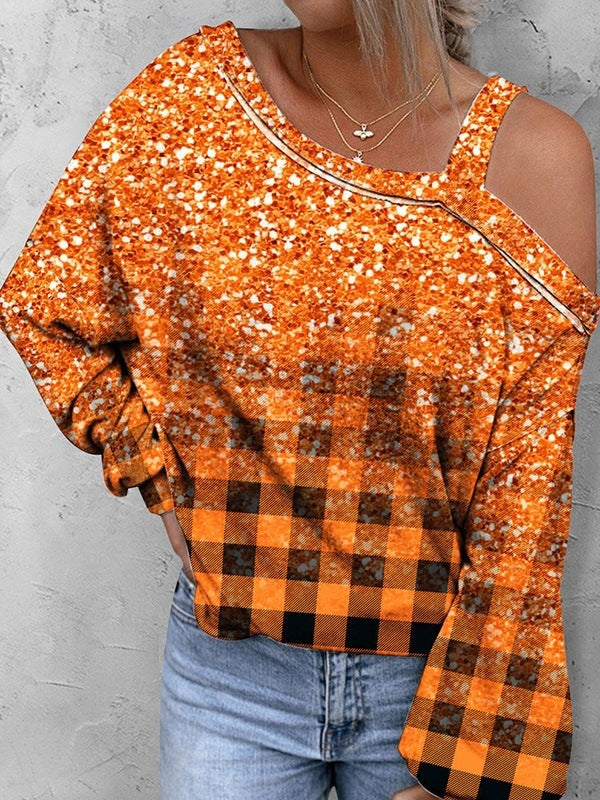 Women's sweater Christmas pumpkin print elegant