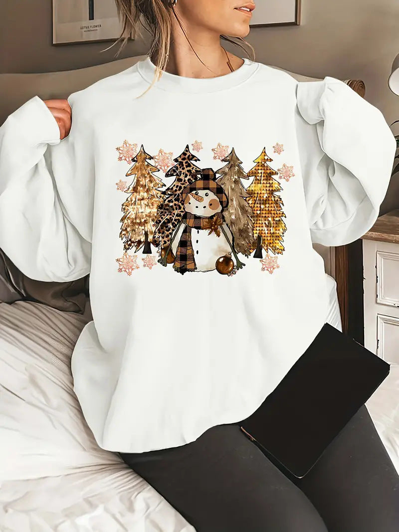 Buy yl7 Women&#39;s sweatshirt Christmas series print elegant round neck