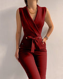 Women's Jumpsuit Elegant Slim Fit Sexy Sleeveless Lace Up Pocket