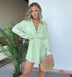 Elegant Satin Mini Dress Women Long-Sleeved Button-Up Chic Look