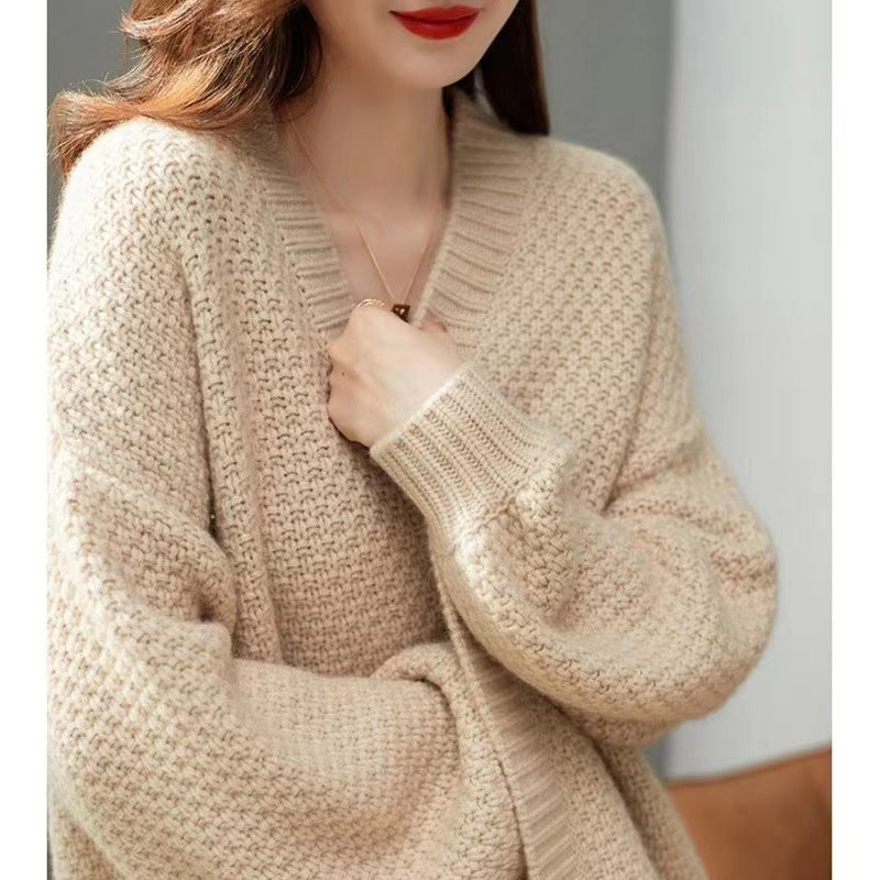 Women's Cardigan knitted with long sleeves elegant, open coat