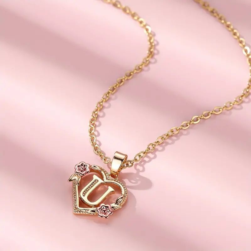 Women's necklace flower letters of love heart elegant fashionable