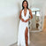 Elegant backless V-neck maxi dress sexy high slit for women