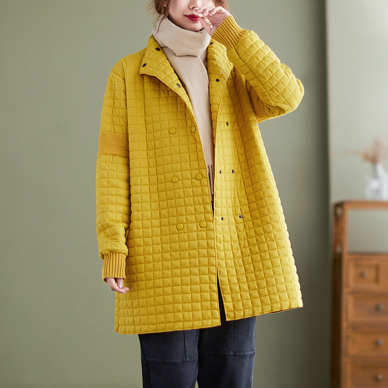 Women's coat mid-length thick thermal cotton double breasted warm