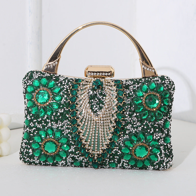 Women's clutch square bag sequined handmade diamond luxury