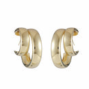 Women's earrings shiny metal double ring elegant C-shaped