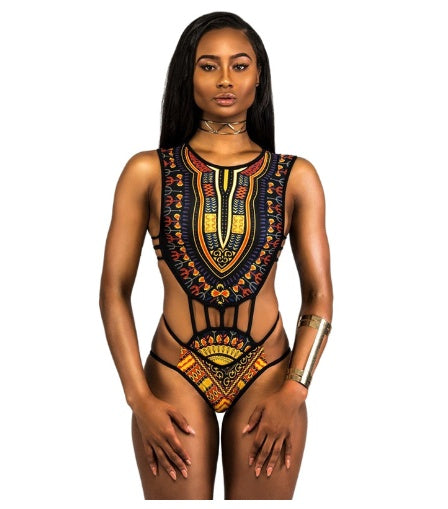 Women's swimsuit one-piece elegant floral printed