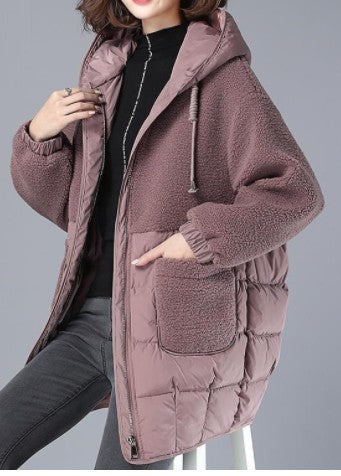 Women's coat padded cotton elegant hooded loose mid-length thickened