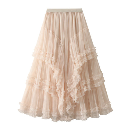 Women's skirt Multi-layer slimming, skirt long high waist, evening