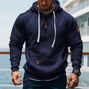 Men’s Hooded Fleece Lined Warm Zip Up Jacket Coat with Drawstring