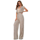 Women's Jumpsuit Elegant Sequined Party Wide Leg Long Sleeve