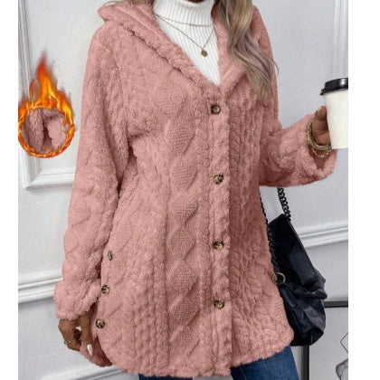 Women's cardigan long sleeves classic open front knit hoodie