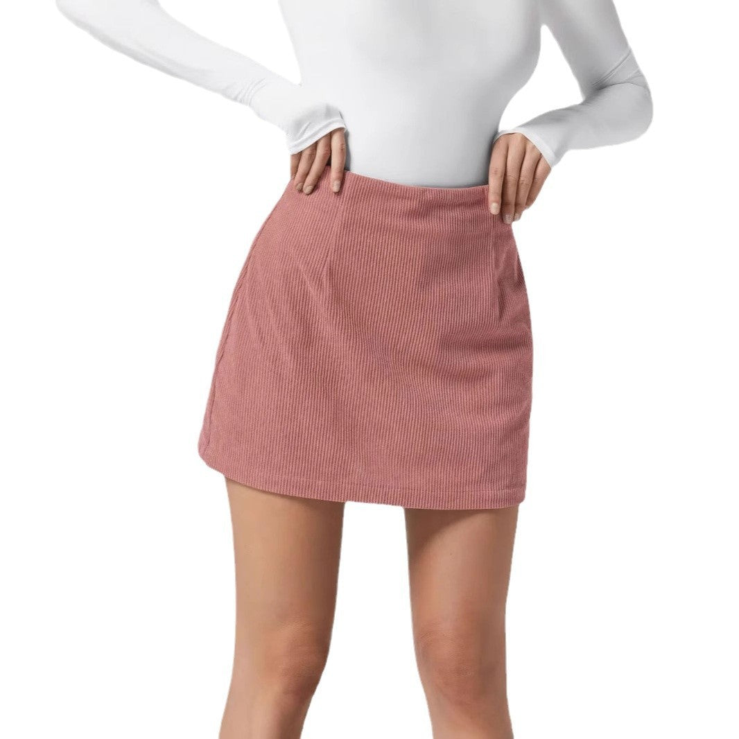 Women's Mini Skirt corduroy trapeze  elegant casual