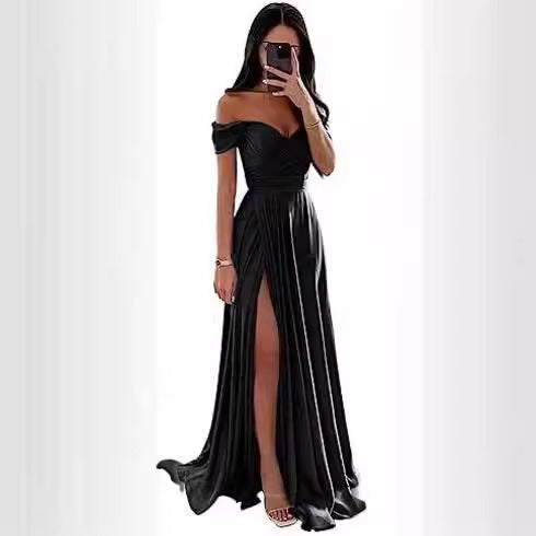 Women's dress evening Backless long slit on the side off shoulder elegant