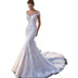  Princess Mermaid Wedding Dress Lace Trailing Perspective back