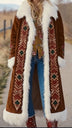 Women's Coat Elegant Long Printed Warm Western Winter Fashion