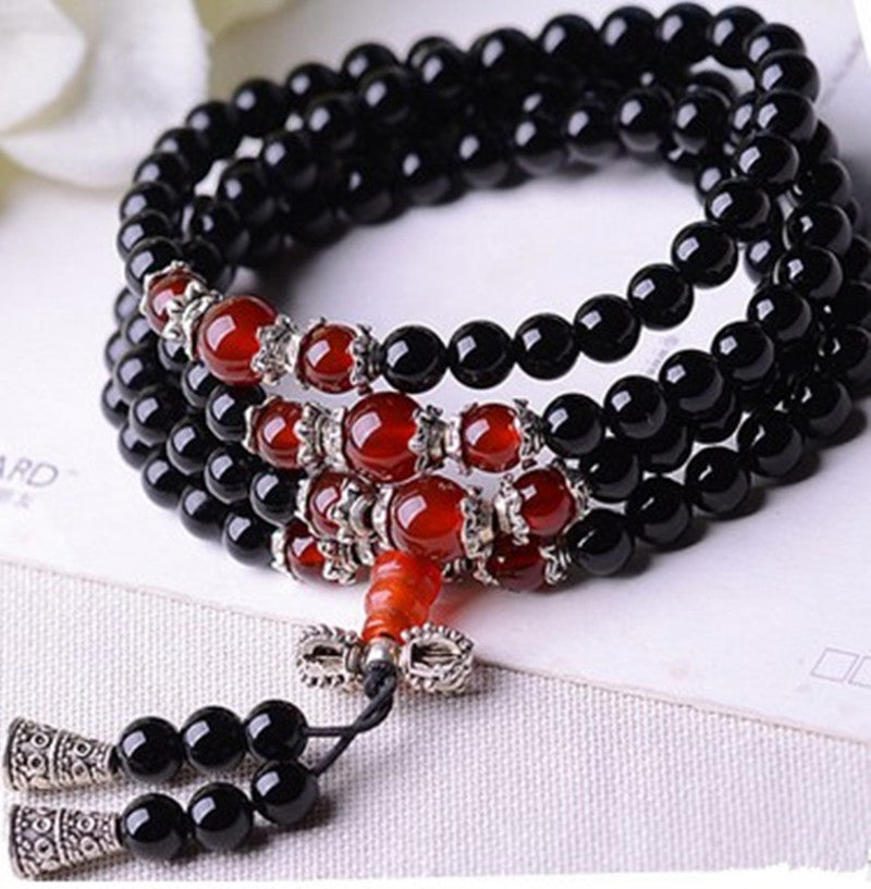 Women's Bracelet Mala beads obsidian prayer 108 for healing meditation