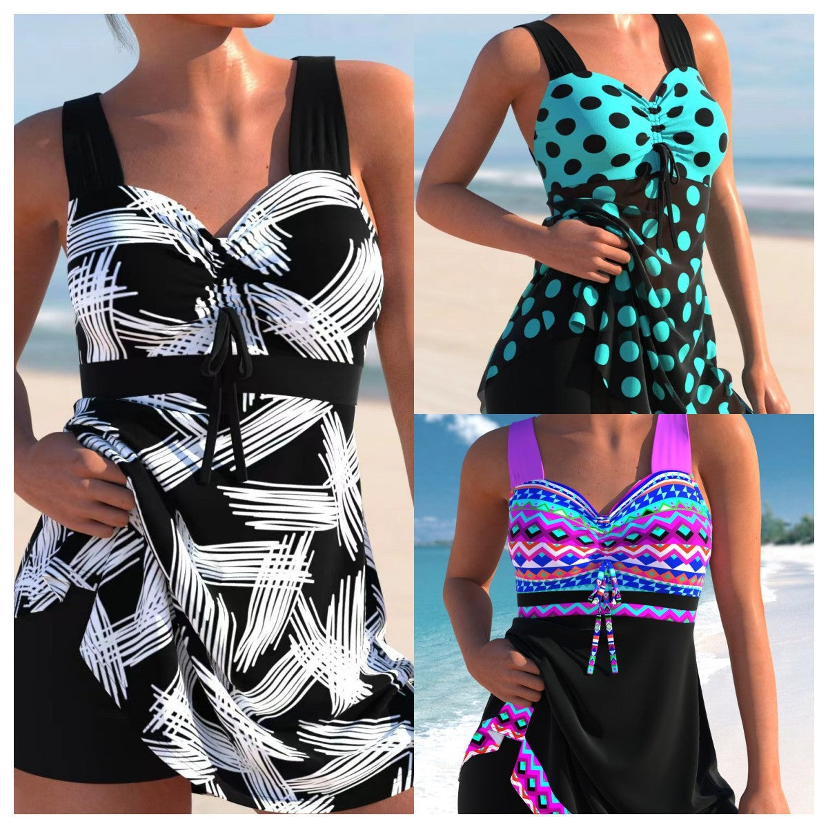 Women's swimwear Tankini two pieces elegant  printed