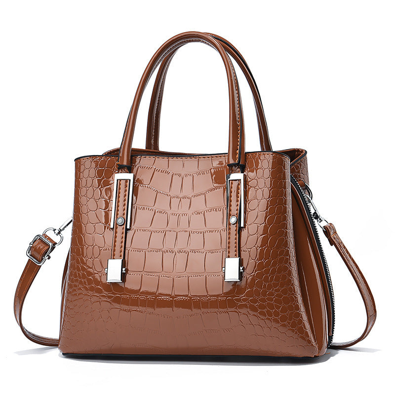 Women's handbag shiny leather elegant Crossbody Bag stone pattern