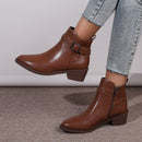Women's Boots Elegant Retro Chunky Heel Studded Buckle Pointed Toe-1