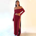 Women's suit two pieces sexy elegant long sleeves high slit skirt