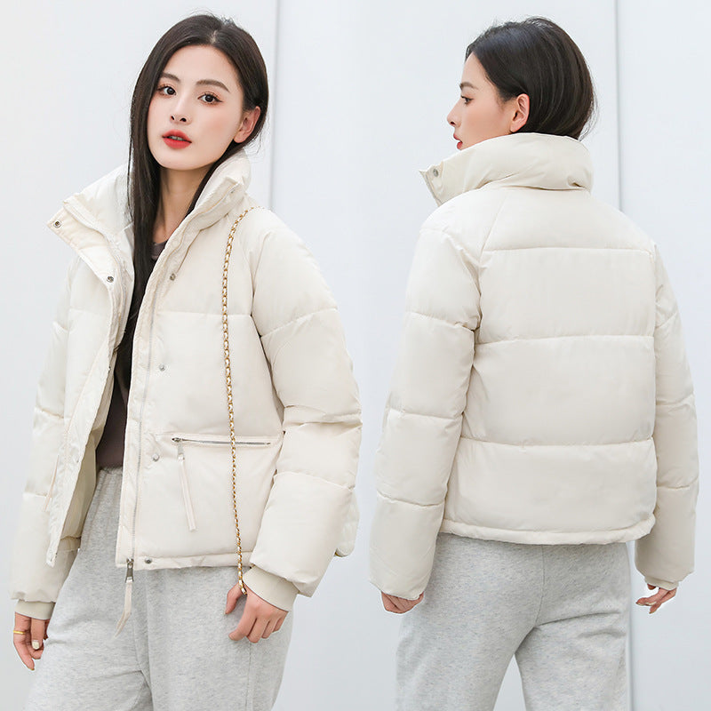 Women's short down jacket Puffer padded cotton thick stand-up collar