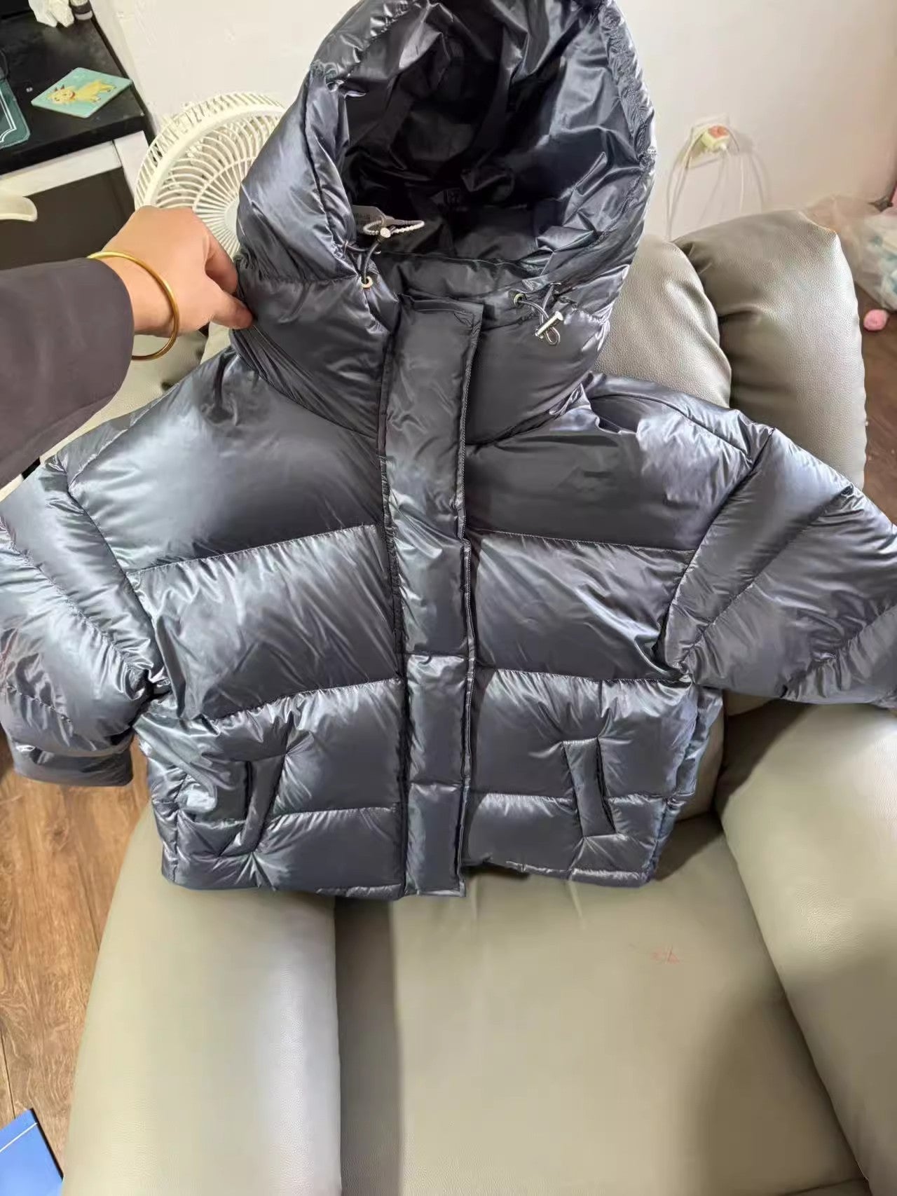 Veste femme matelassée ample élégante en coton thermique à capuche 