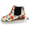 Women's Short Boots with side zipper elegant thick bottom and large flower