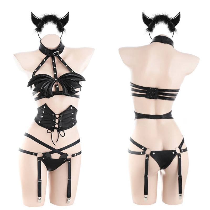 Women's lingerie set garter sexy erotic elegant split