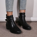 Women's Boots Elegant Retro Chunky Heel Studded Buckle Pointed Toe-2