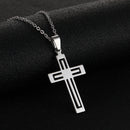 Necklace elegant cross pendant stainless steel unisex