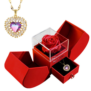 To My Love Preserved Red Rose Necklace Gift Love You Gift Set