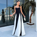 Women's dress maxi strappy sexy patchwork backless printed