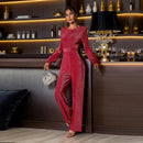 Women’s Jumpsuit Elegant Sequin Cutout Round Neck Long Sleeve
