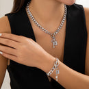 Women's Necklace thick with shiny lock and key pendant accessories