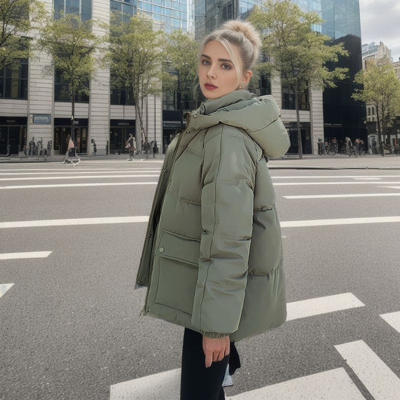 Women's jacket elegant cotton padded loose warm long sleeves