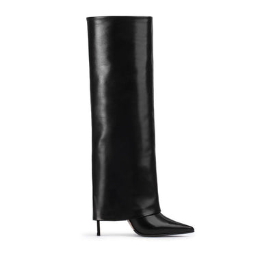 Acheter super-migration-noire Bottes pour femmes à talons aiguilles collants élégants bout pointu hautes grandes tailles