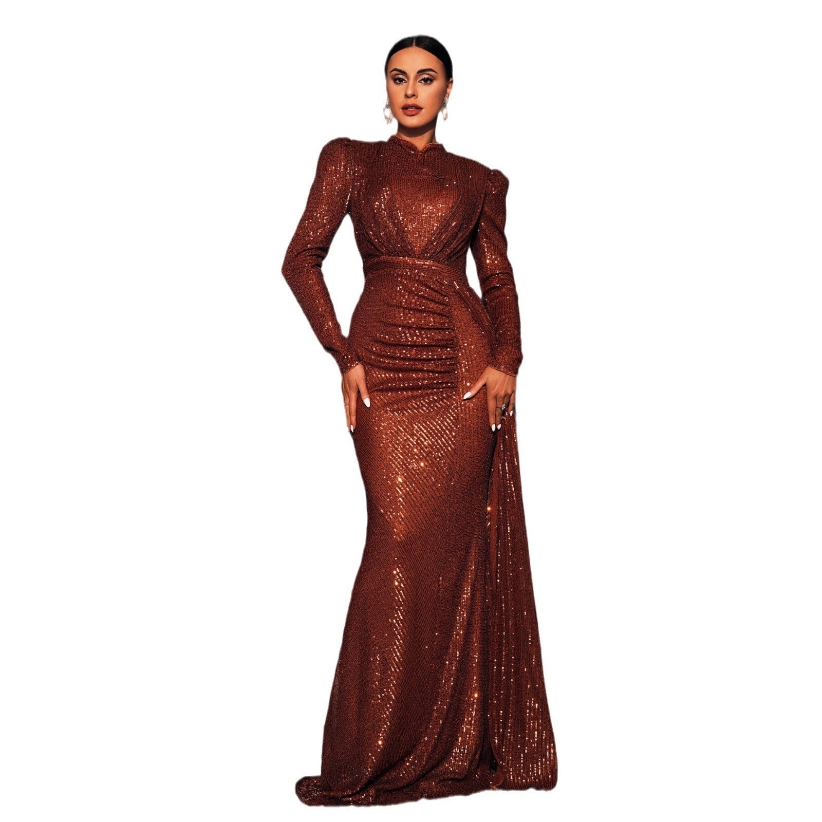 Women's dress party mermaid style long elegant with sequins