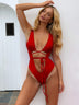 Women's swimwear one-piece elegant sexy openwork straps