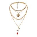 Women's Necklace multilayer adjustable geometric  peach heart