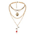 Women's Necklace multilayer adjustable geometric  peach heart