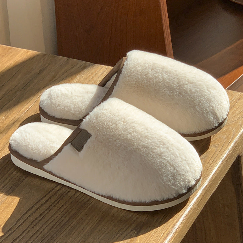 Women's slippers plush elegant warm and solid non-slip